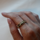 Star rotation ring - recycled stainless steel - Gold