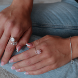 Maja Spinning Ring - Recycled Stainless Steel (Adjustable/Onesize) - Silver Pink