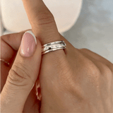Star rotation ring - recycled stainless steel - Silver